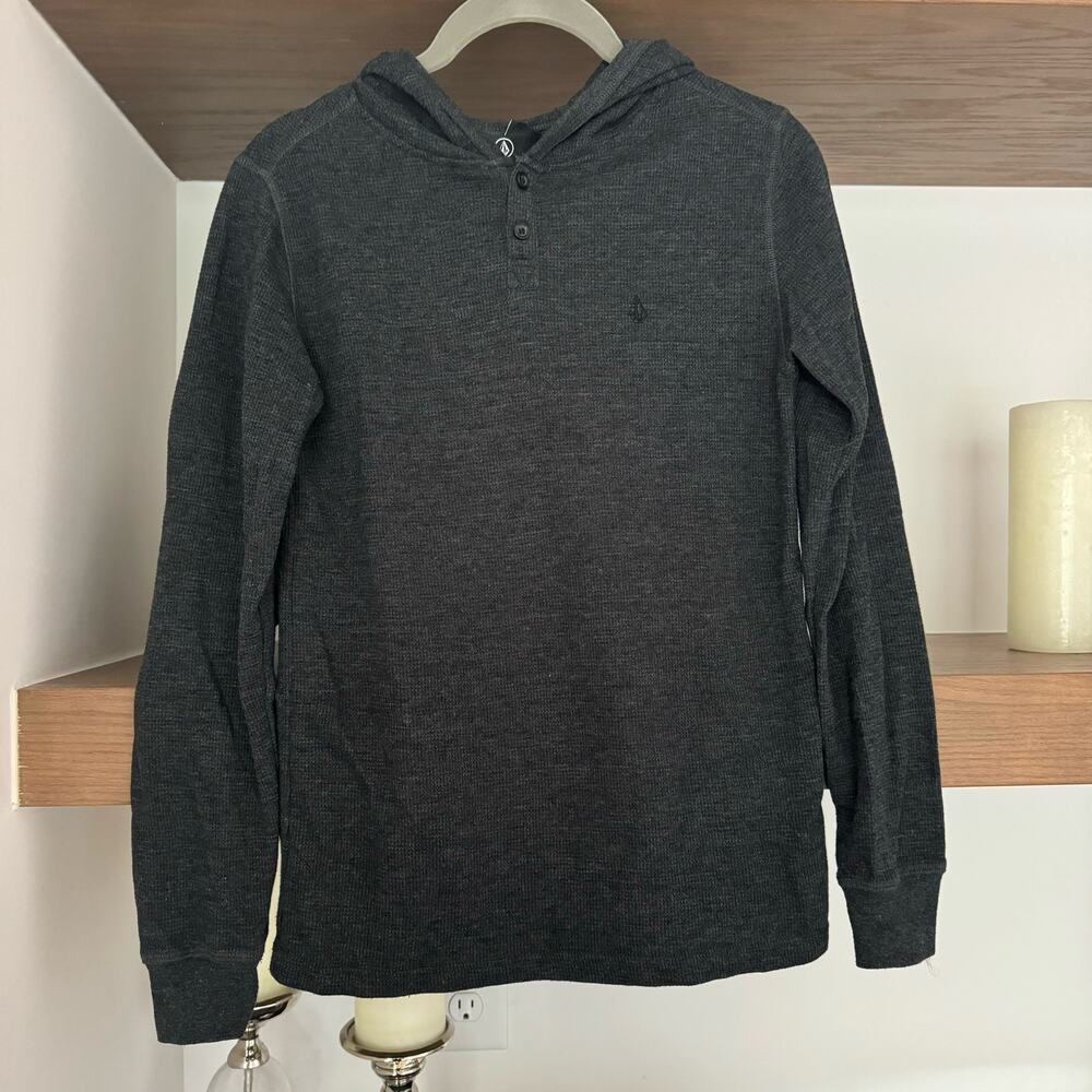 Volcom Thermal Hooded Long Sleeve in Deep Grey
